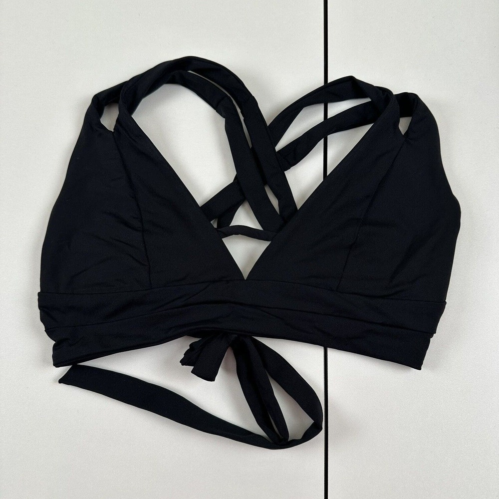 Becca Black Bikini Top Strappy Swim Womens Sz L